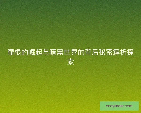 摩根的崛起与暗黑世界的背后秘密解析探索 摩根的崛起与暗黑世界的背后秘密解析探索