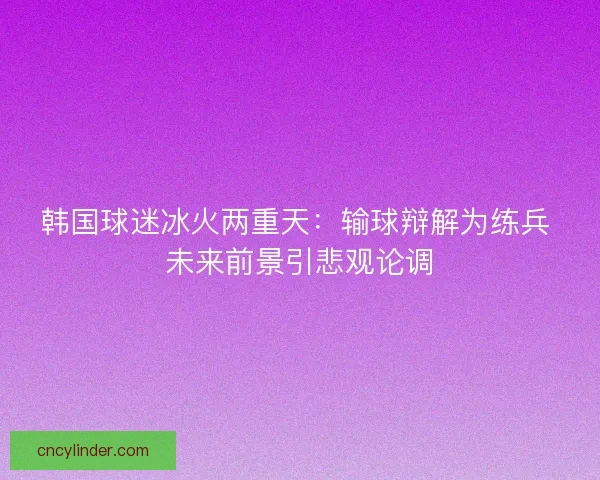 韩国球迷冰火两重天：输球辩解为练兵 未来前景引悲观论调