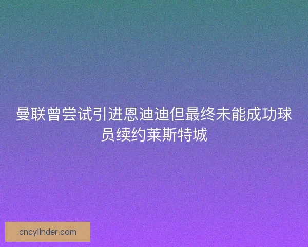 曼联曾尝试引进恩迪迪但最终未能成功球员续约莱斯特城